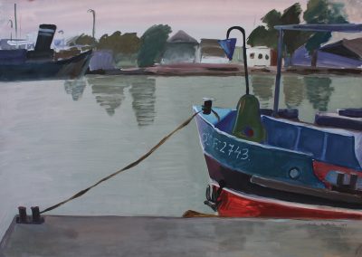Bateau bleu sur le Danube
