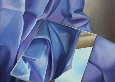 Fauteuil bleu et miroir
